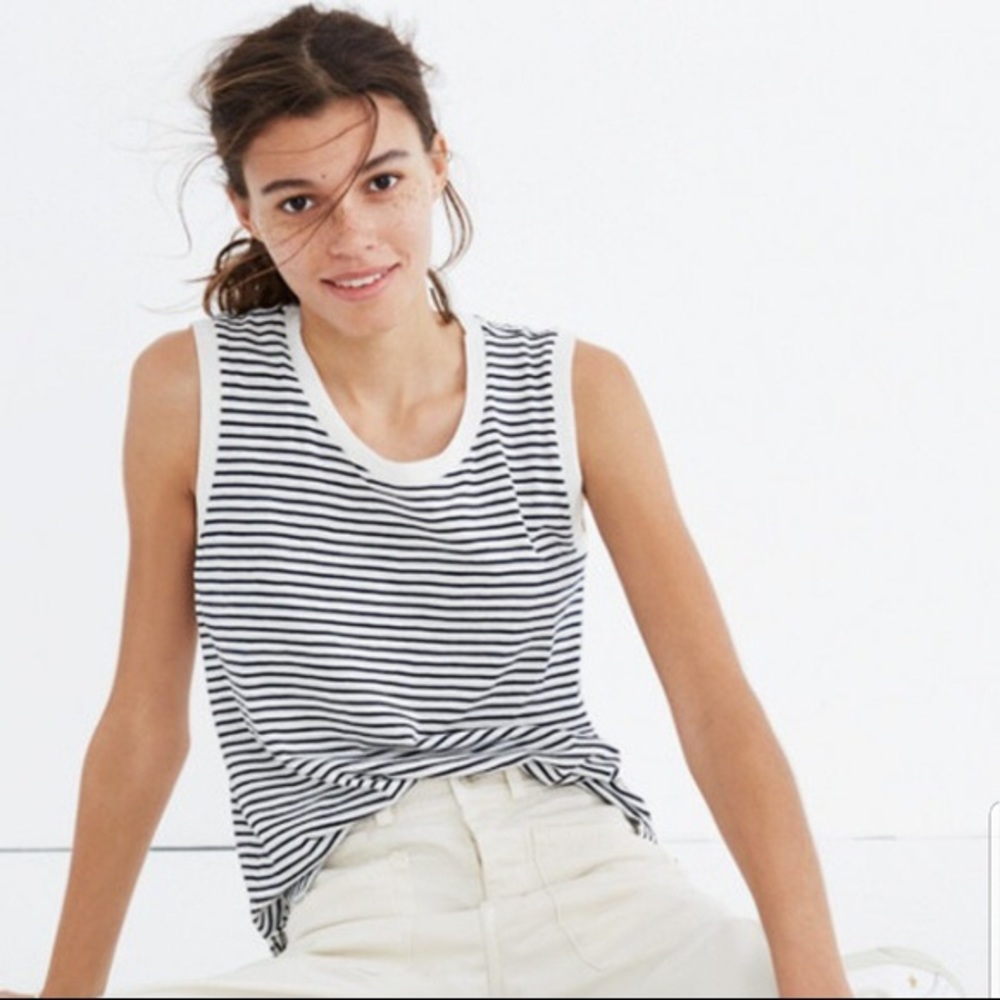 Whisper Cotton Muscle Tank in Sandberg Stripe